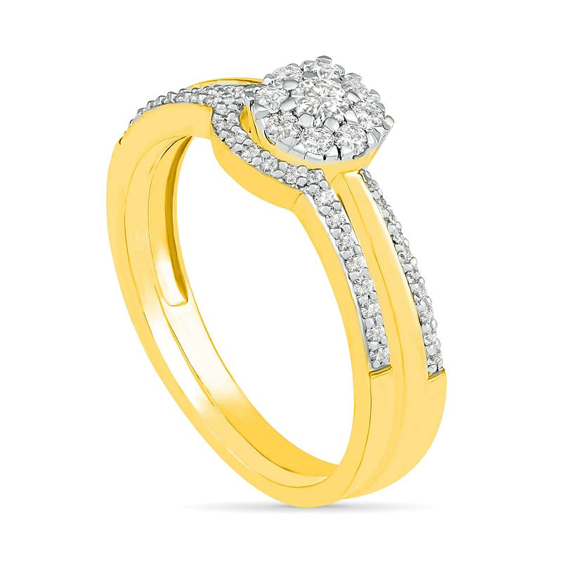 0.33 CT. T.W. Composite Natural Diamond Bridal Engagement Ring Set in Solid 10K Yellow Gold