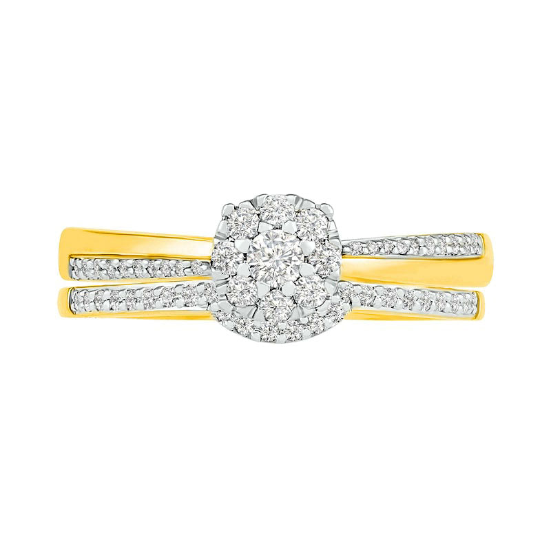 0.33 CT. T.W. Composite Natural Diamond Bridal Engagement Ring Set in Solid 10K Yellow Gold