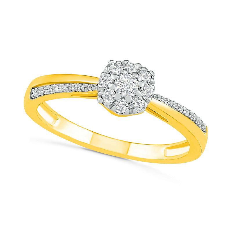 0.33 CT. T.W. Composite Natural Diamond Bridal Engagement Ring Set in Solid 10K Yellow Gold