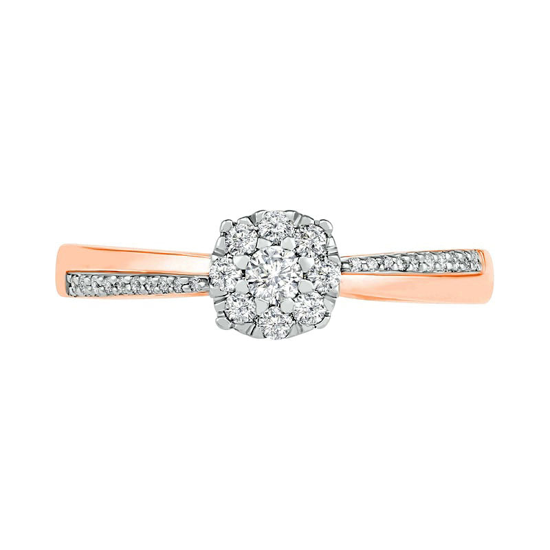 0.33 CT. T.W. Composite Natural Diamond Bridal Engagement Ring Set in Solid 10K Rose Gold