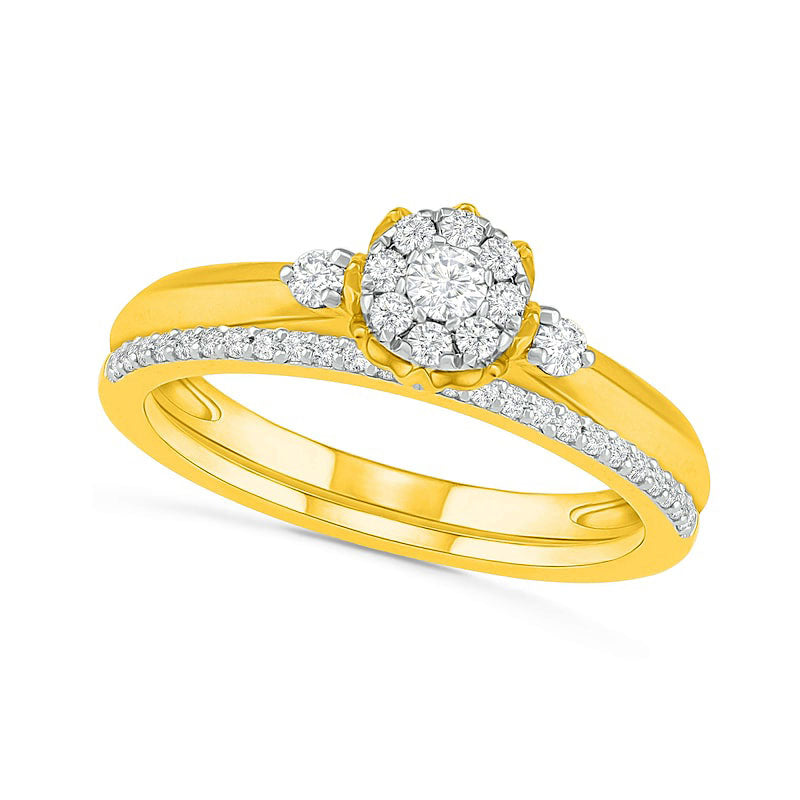 0.33 CT. T.W. Composite Natural Diamond Bridal Engagement Ring Set in Solid 10K Yellow Gold