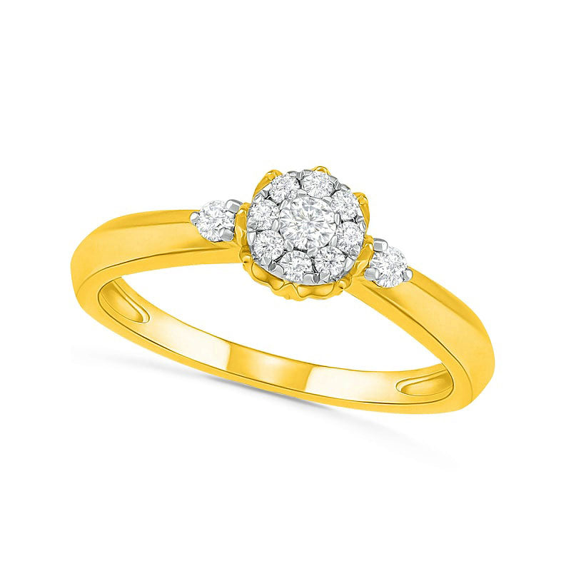 0.33 CT. T.W. Composite Natural Diamond Bridal Engagement Ring Set in Solid 10K Yellow Gold