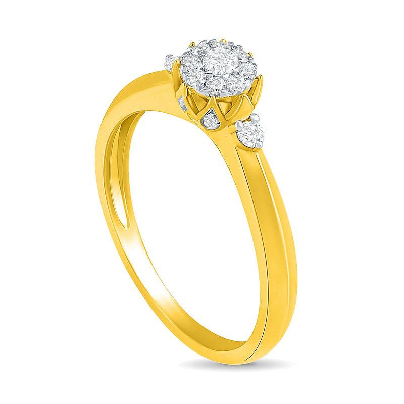 0.33 CT. T.W. Composite Natural Diamond Bridal Engagement Ring Set in Solid 10K Yellow Gold