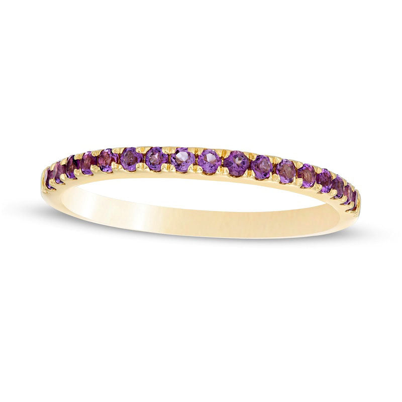 Amethyst Petite Stackable Band in Solid 10K Yellow Gold