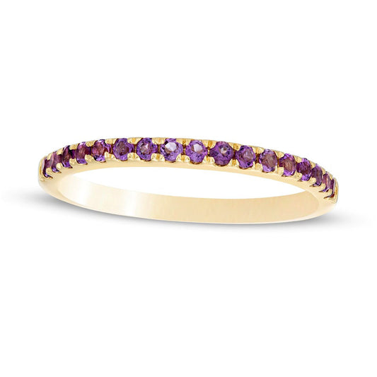 Amethyst Petite Stackable Band in Solid 10K Yellow Gold