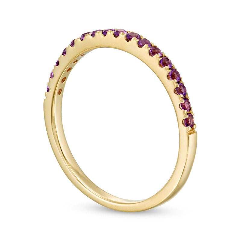 Amethyst Petite Stackable Band in Solid 10K Yellow Gold