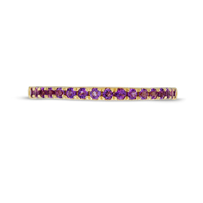 Amethyst Petite Stackable Band in Solid 10K Yellow Gold