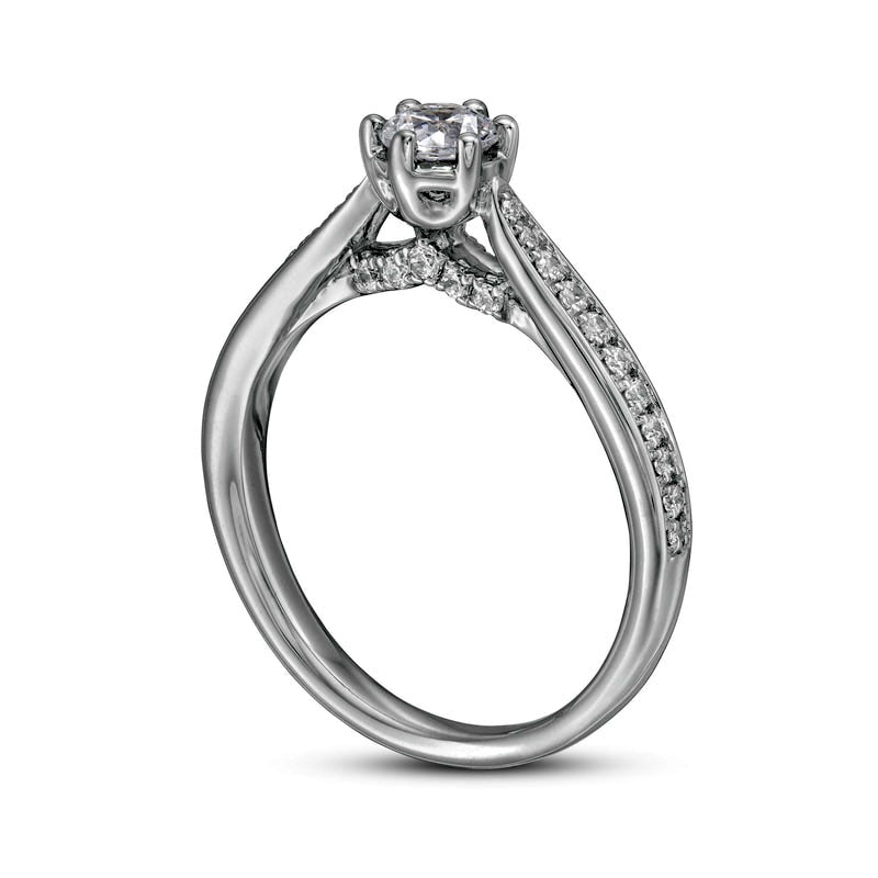 0.63 CT. T.W. Natural Diamond Engagement Ring in Solid 14K White Gold