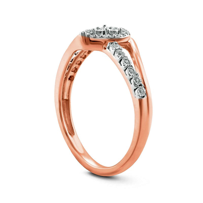 0.10 CT. T.W. Composite Natural Diamond Heart Frame Split Shank Promise Ring in Solid 10K Rose Gold