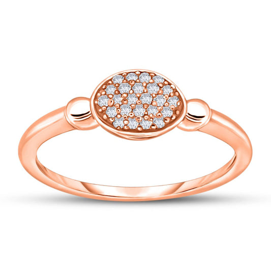 0.07 CT. T.W. Composite Natural Diamond Oval Frame Ring in Solid 10K Rose Gold