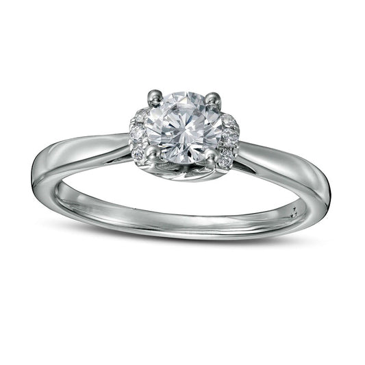 0.50 CT. T.W. Natural Diamond Collar Engagement Ring in Solid 14K White Gold (I/I2)