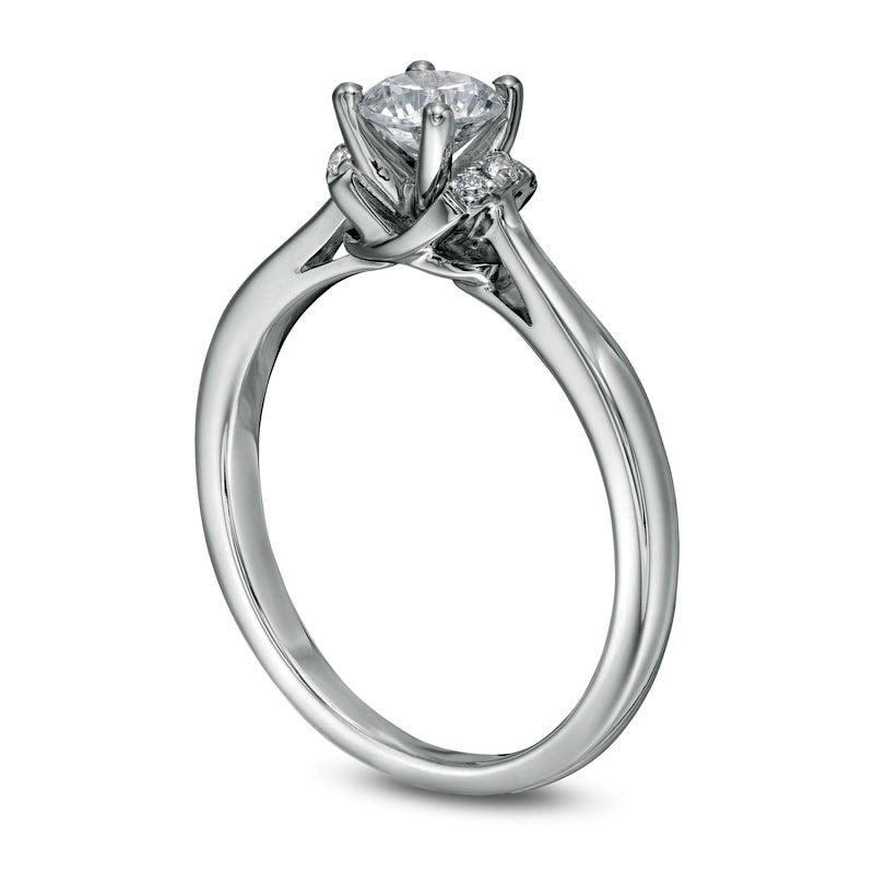 0.50 CT. T.W. Natural Diamond Collar Engagement Ring in Solid 14K White Gold (I/I2)