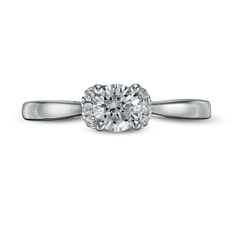 0.50 CT. T.W. Natural Diamond Collar Engagement Ring in Solid 14K White Gold (I/I2)