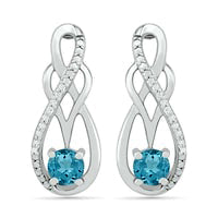 Aquamarine and 0.05 CT. T.W. Diamond Infinity Overlay Drop Earrings in Sterling Silver