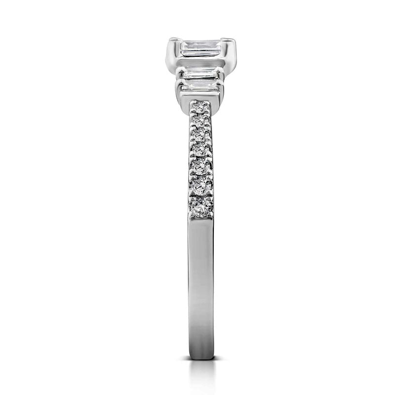 0.50 CT. T.W. Emerald-Cut Natural Diamond Collar Engagement Ring in Solid 14K White Gold