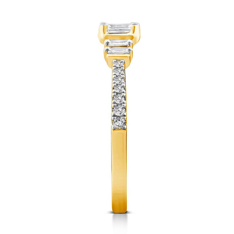 0.50 CT. T.W. Emerald-Cut Natural Diamond Collar Engagement Ring in Solid 14K Gold