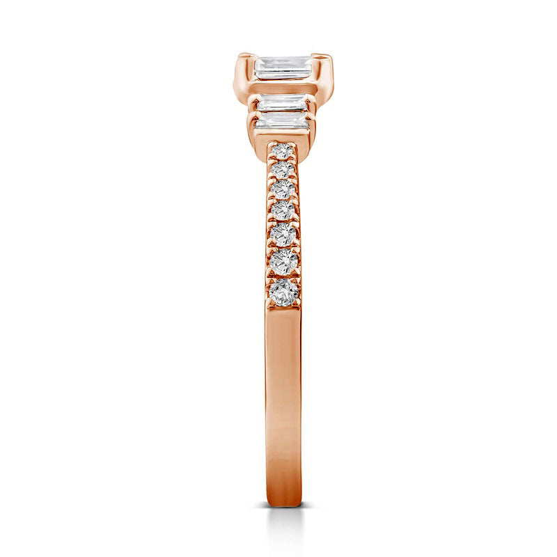 0.50 CT. T.W. Emerald-Cut Natural Diamond Collar Engagement Ring in Solid 14K Rose Gold