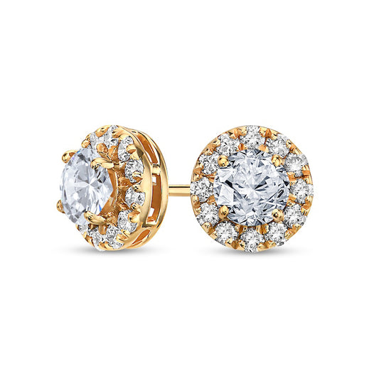 1 CT. T.W. Diamond Frame Stud Earrings in 10K Gold