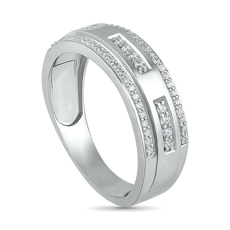 Men's 0.38 CT. T.W. Natural Diamond Edge Wedding Band in Solid 10K White Gold