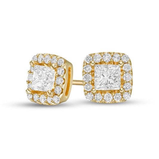 1 CT. T.W. Princess-Cut Diamond Frame Stud Earrings in 14K Gold (I/I2)