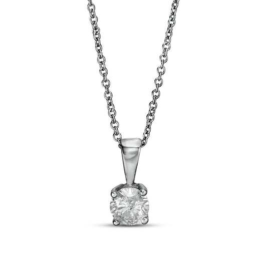 0.38 CT. Natural Clarity Enhanced Solitaire Pendant in 10K White Gold (I/I3)