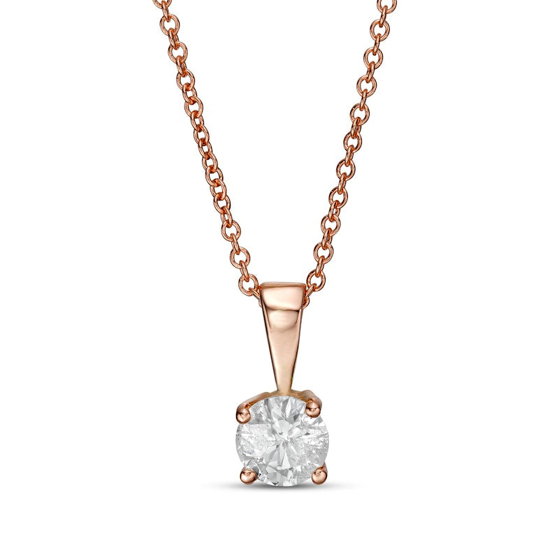 0.38 CT. Natural Clarity Enhanced Solitaire Pendant in 10K Rose Gold (I/I3)