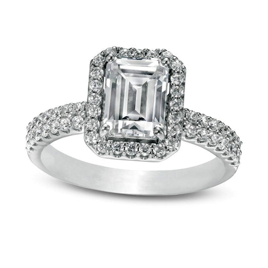 1.75 CT. T.W. Certified Lab-Created Emerald-Cut Diamond Frame Engagement Ring in Solid 14K White Gold (F/VS2)