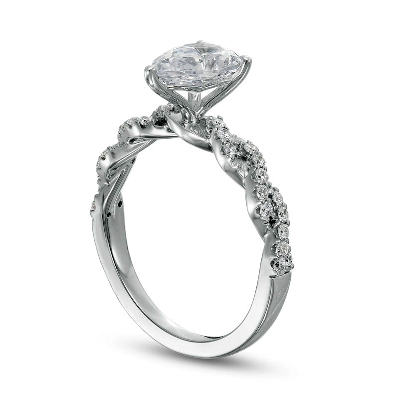 2.0 CT. T.W. Certified Lab-Created Pear-Shaped Diamond Twist Shank Engagement Ring in Solid 14K White Gold (F/VS2)