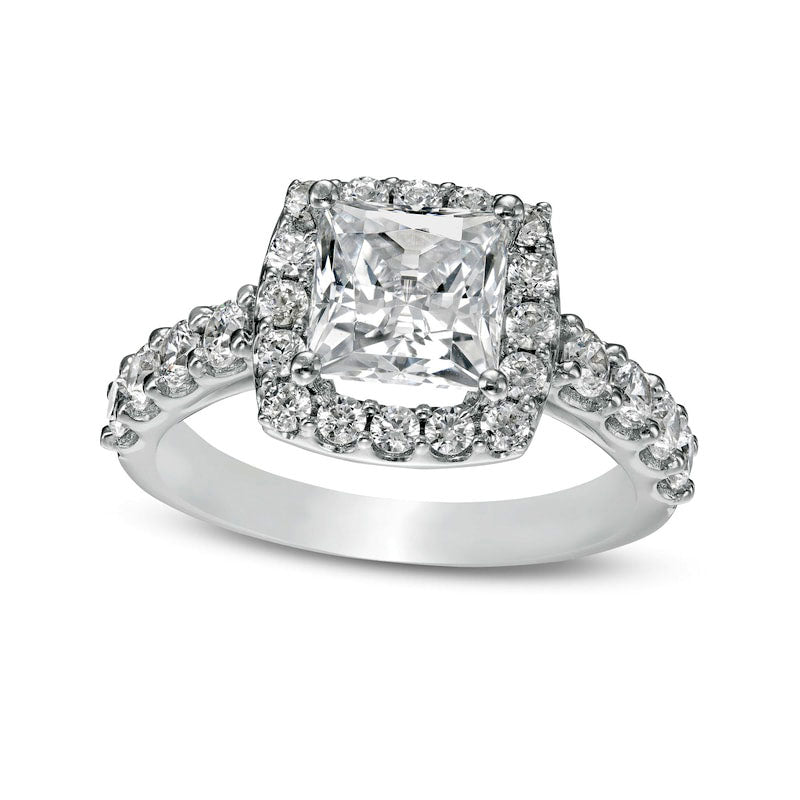 2.5 CT. T.W. Certified Lab-Created Princess-Cut Diamond Frame Engagement Ring in Solid 14K White Gold (F/VS2)