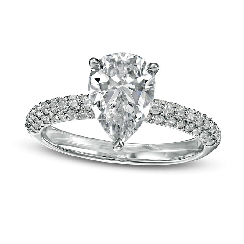 2.5 CT. T.W. Certified Lab-Created Pear-Shaped Diamond Engagement Ring in Solid 14K White Gold (F/VS2)