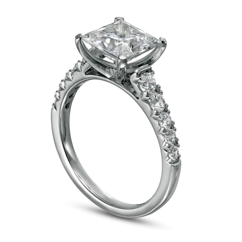 2.5 CT. T.W. Certified Princess-Cut Lab-Created Diamond Engagement Ring in Solid 14K White Gold (F/VS2)