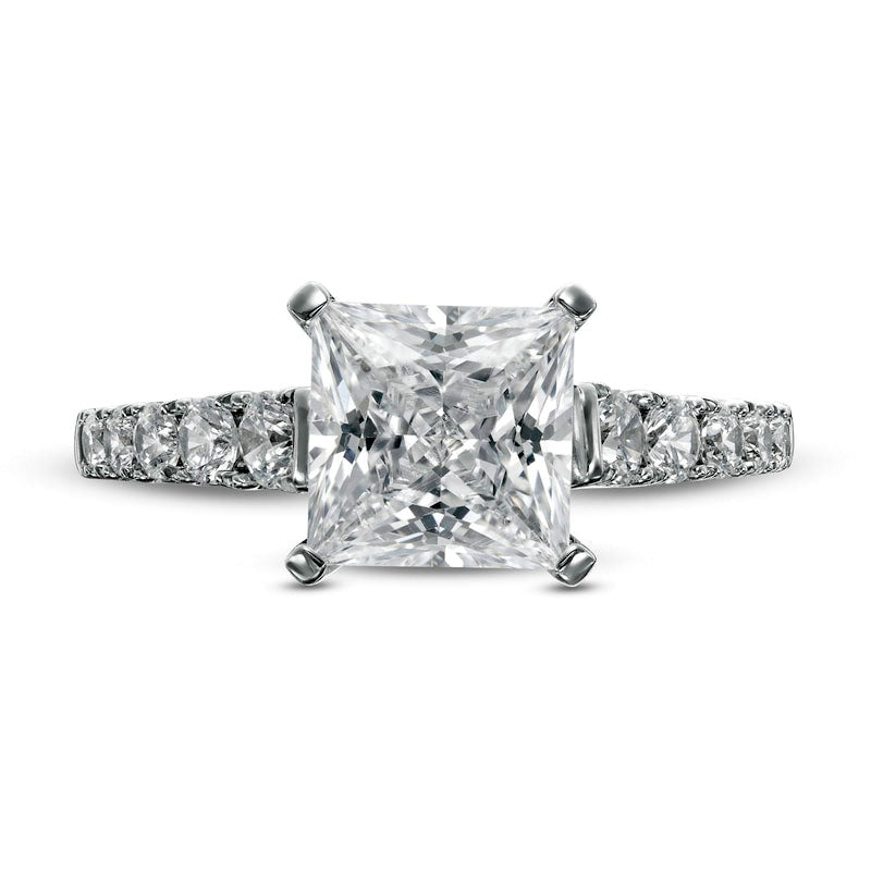 2.5 CT. T.W. Certified Princess-Cut Lab-Created Diamond Engagement Ring in Solid 14K White Gold (F/VS2)