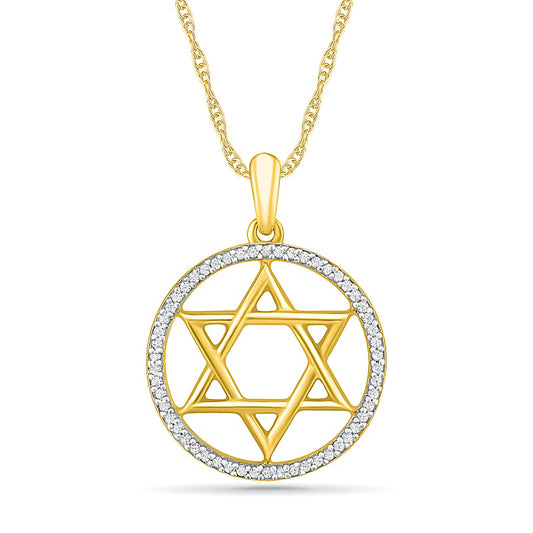 0.1 CT. T.W. Natural Diamond Star of David Pendant in Sterling Silver with 14K Gold Plate