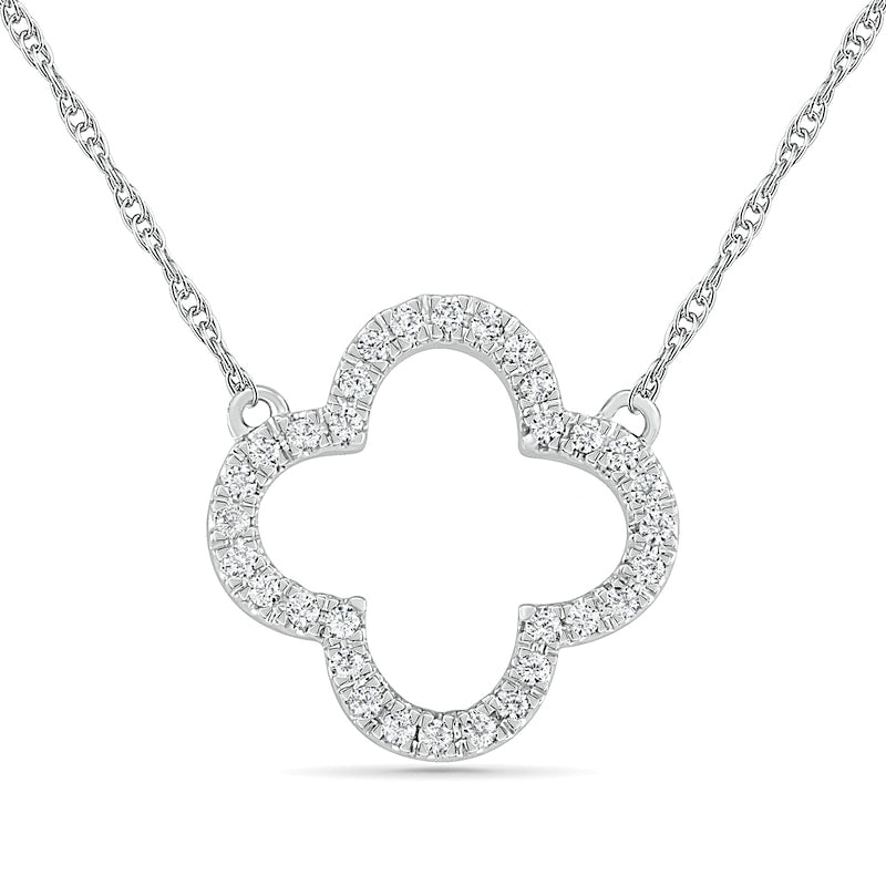 0.1 CT. T.W. Natural Diamond Clover Necklace in Sterling Silver