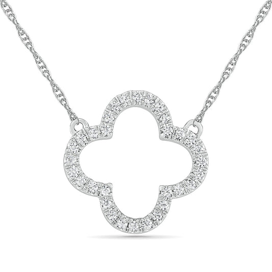 0.1 CT. T.W. Natural Diamond Clover Necklace in Sterling Silver