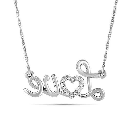 0.05 CT. T.W. Natural Diamond "Love" Heart Necklace in Sterling Silver