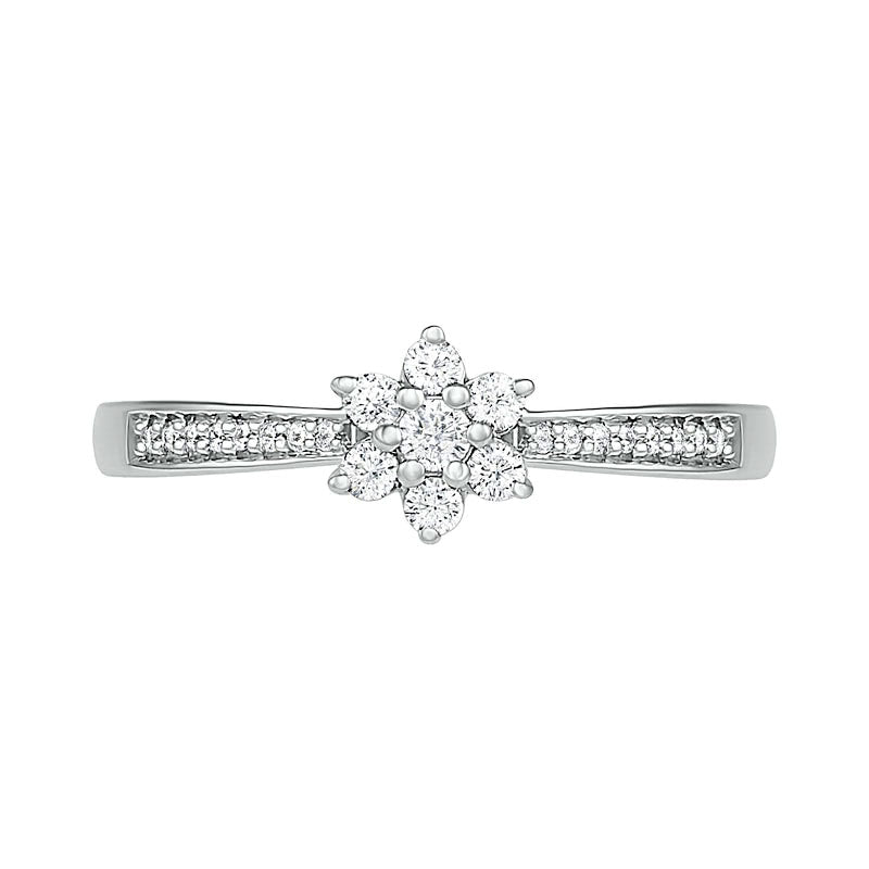 0.20 CT. T.W. Composite Natural Diamond Flower Promise Ring in Solid 10K White Gold