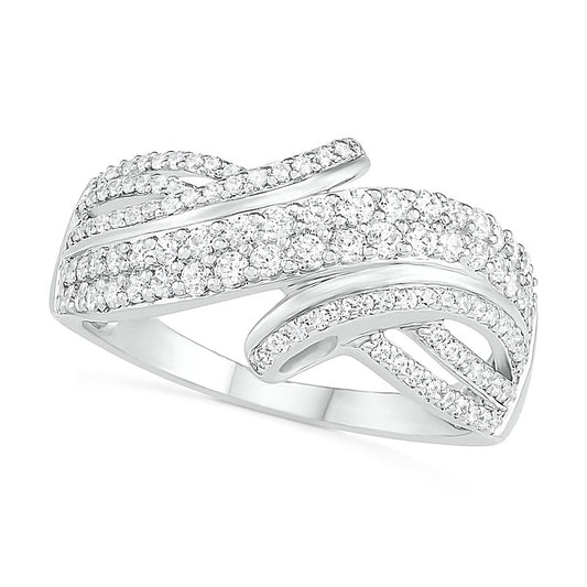 0.63 CT. T.W. Natural Diamond Bypass Multi-Row Ring in Solid 10K White Gold