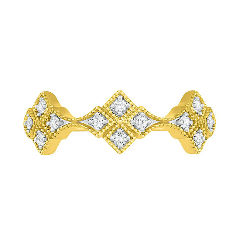 0.13 CT. T.W. Composite Natural Diamond Trio Ring in Solid 10K Yellow Gold