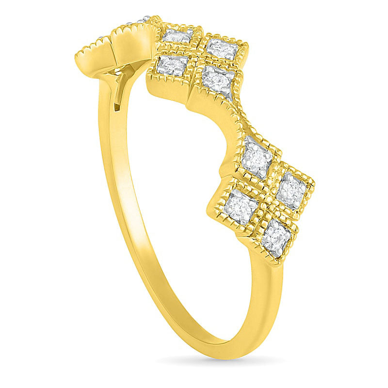 0.13 CT. T.W. Composite Natural Diamond Trio Ring in Solid 10K Yellow Gold