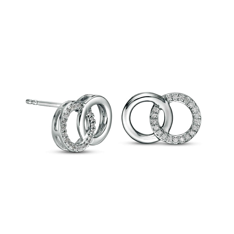 0.13 CT. T.W. Diamond Interlocking Circles Stud Earrings in Sterling Silver