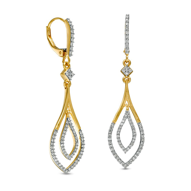 0.5 CT. T.W. Diamond Double Outline Teardrop Earrings in 10K Gold