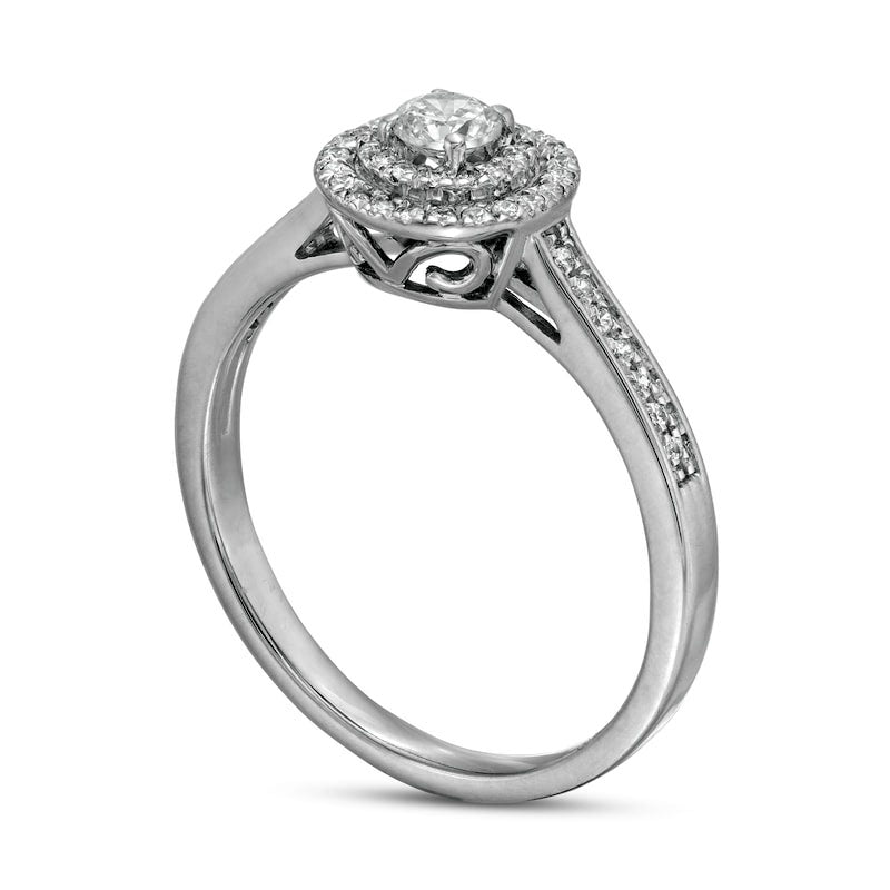 0.33 CT. T.W. Natural Diamond Double Frame Engagement Ring in Solid 10K White Gold