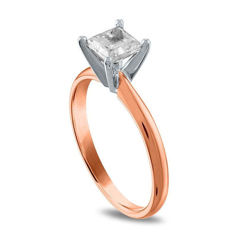 1.5 CT. Certified Princess-Cut Natural Clarity Enhanced Diamond Solitaire Engagement Ring in Solid 14K Rose Gold (I/I2)