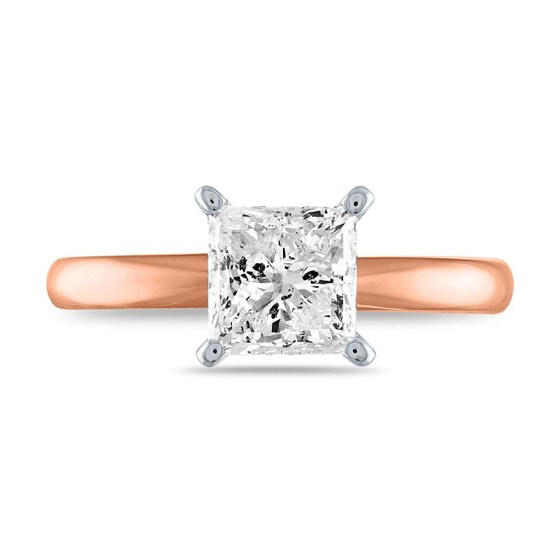 2.0 CT. Certified Princess-Cut Natural Clarity Enhanced Diamond Solitaire Engagement Ring in Solid 14K Rose Gold (I/I2)