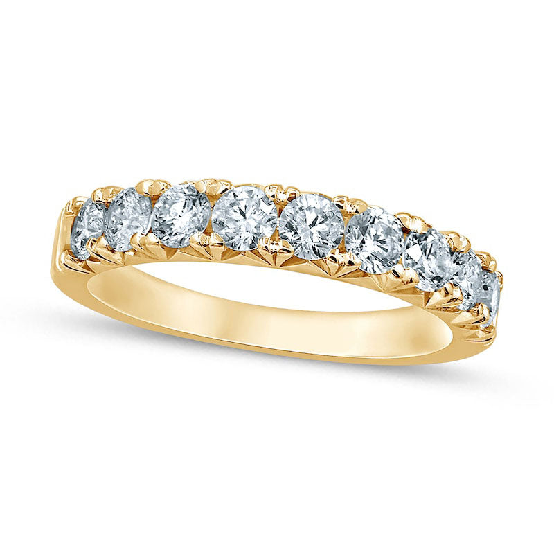 1.0 CT. T.W. Natural Diamond Nine Stone Anniversary Band in Solid 14K Gold