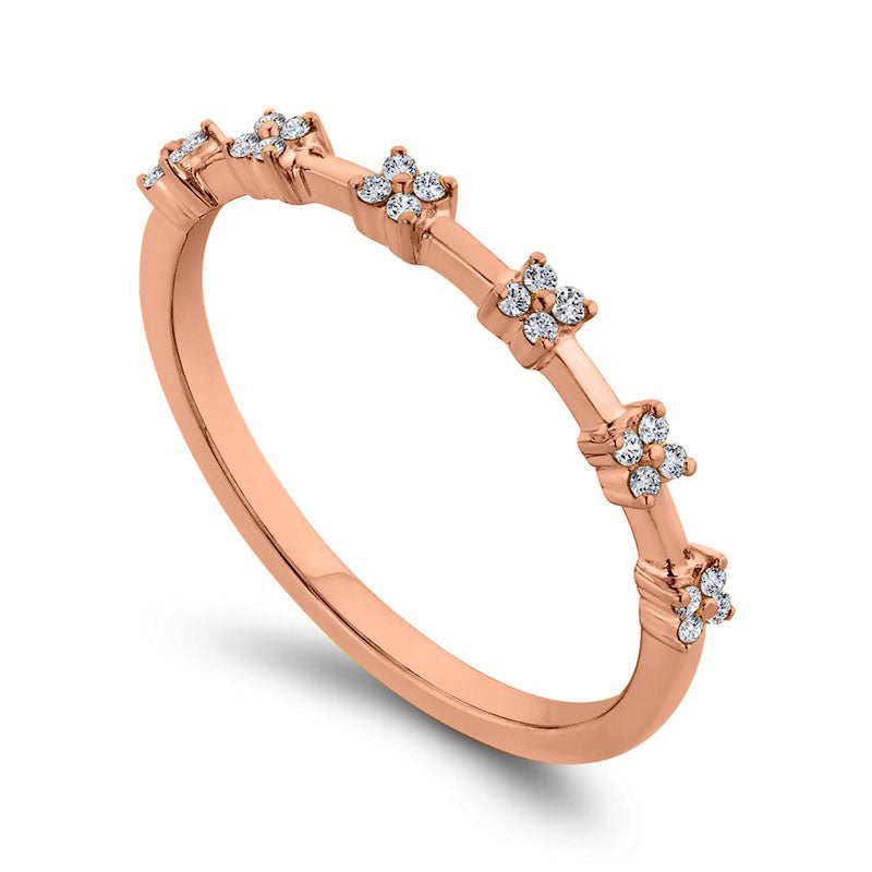 0.13 CT. T.W. Quad Natural Diamond Band in Solid 10K Rose Gold