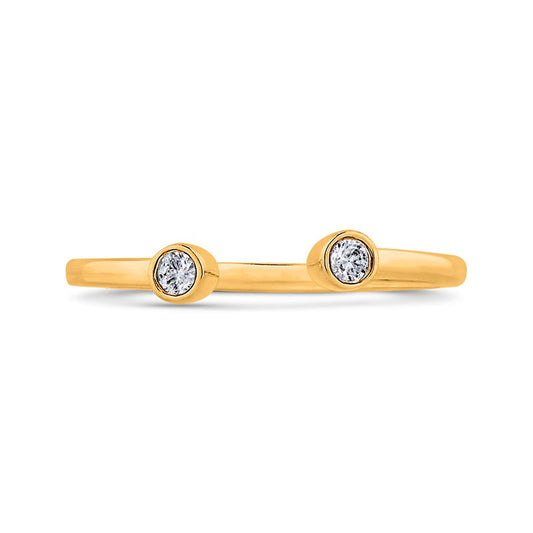 0.07 CT. T.W. Natural Diamond Two Stone Open Ring in Solid 10K Yellow Gold