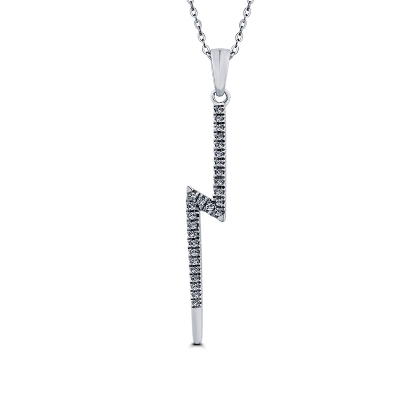 0.1 CT. T.W. Natural Diamond Lightning Bolt Pendant in 10K White Gold