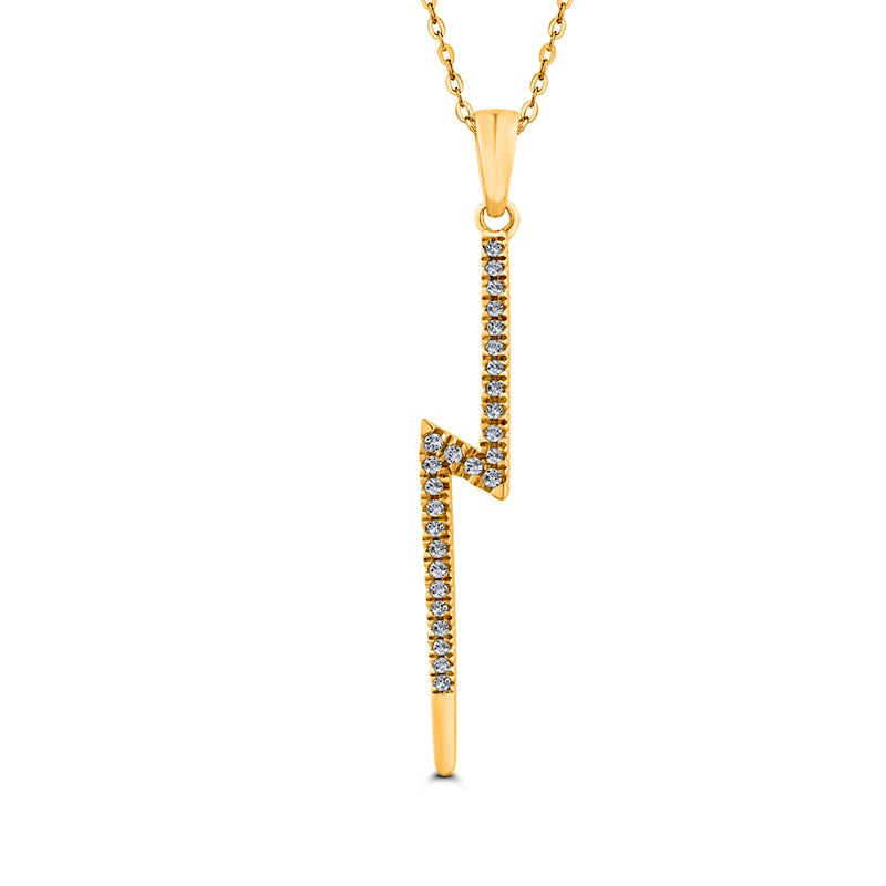 0.1 CT. T.W. Natural Diamond Lightning Bolt Pendant in 10K Yellow Gold